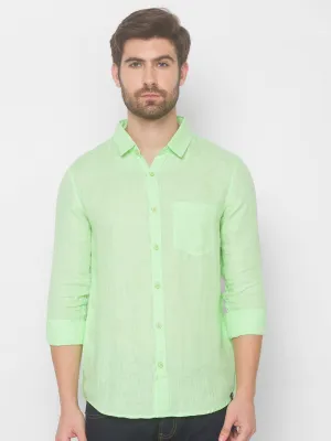 Spykar Men Mint Green Cotton Slim Fit Shirt