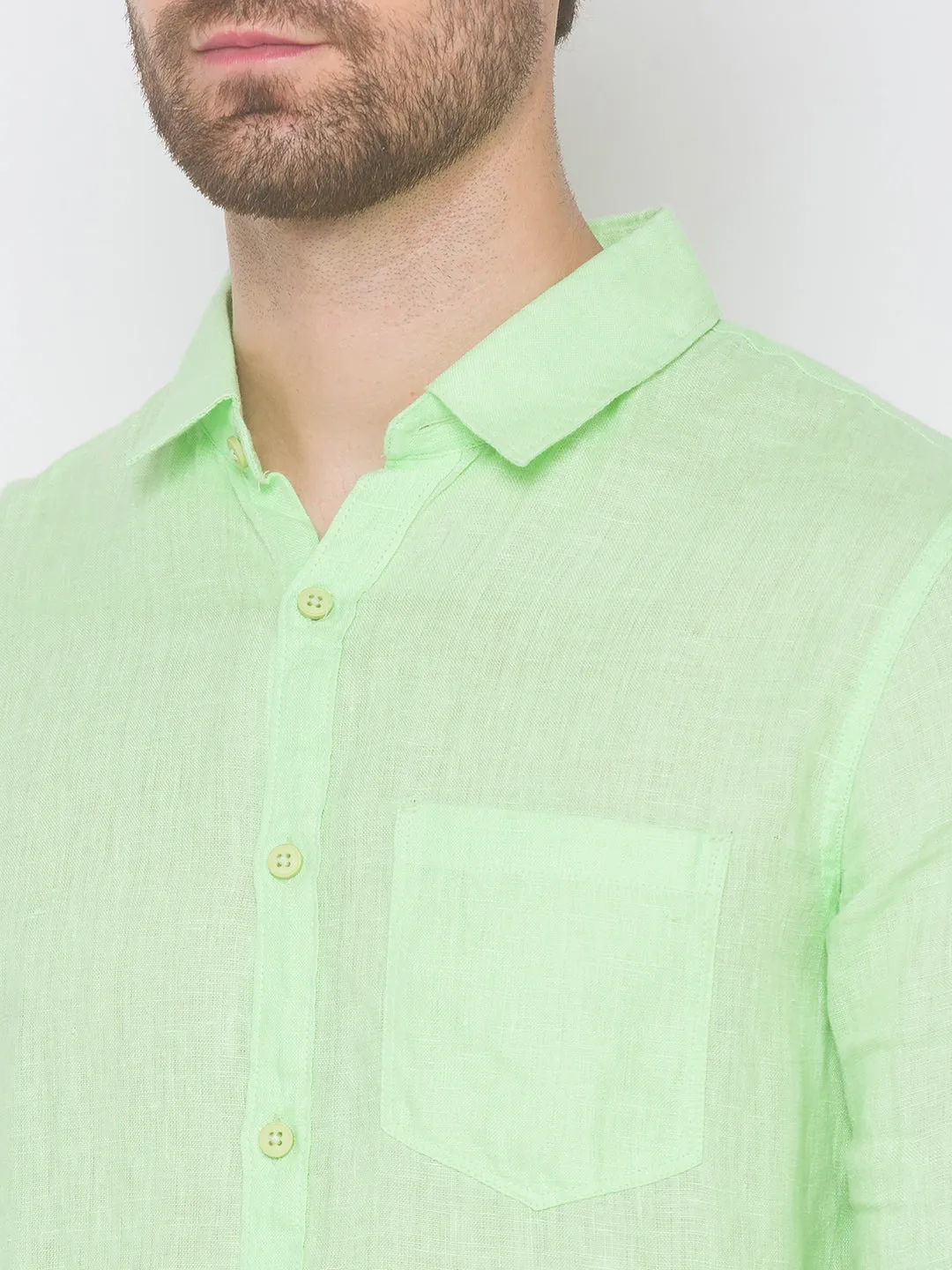 Spykar Men Mint Green Cotton Slim Fit Shirt