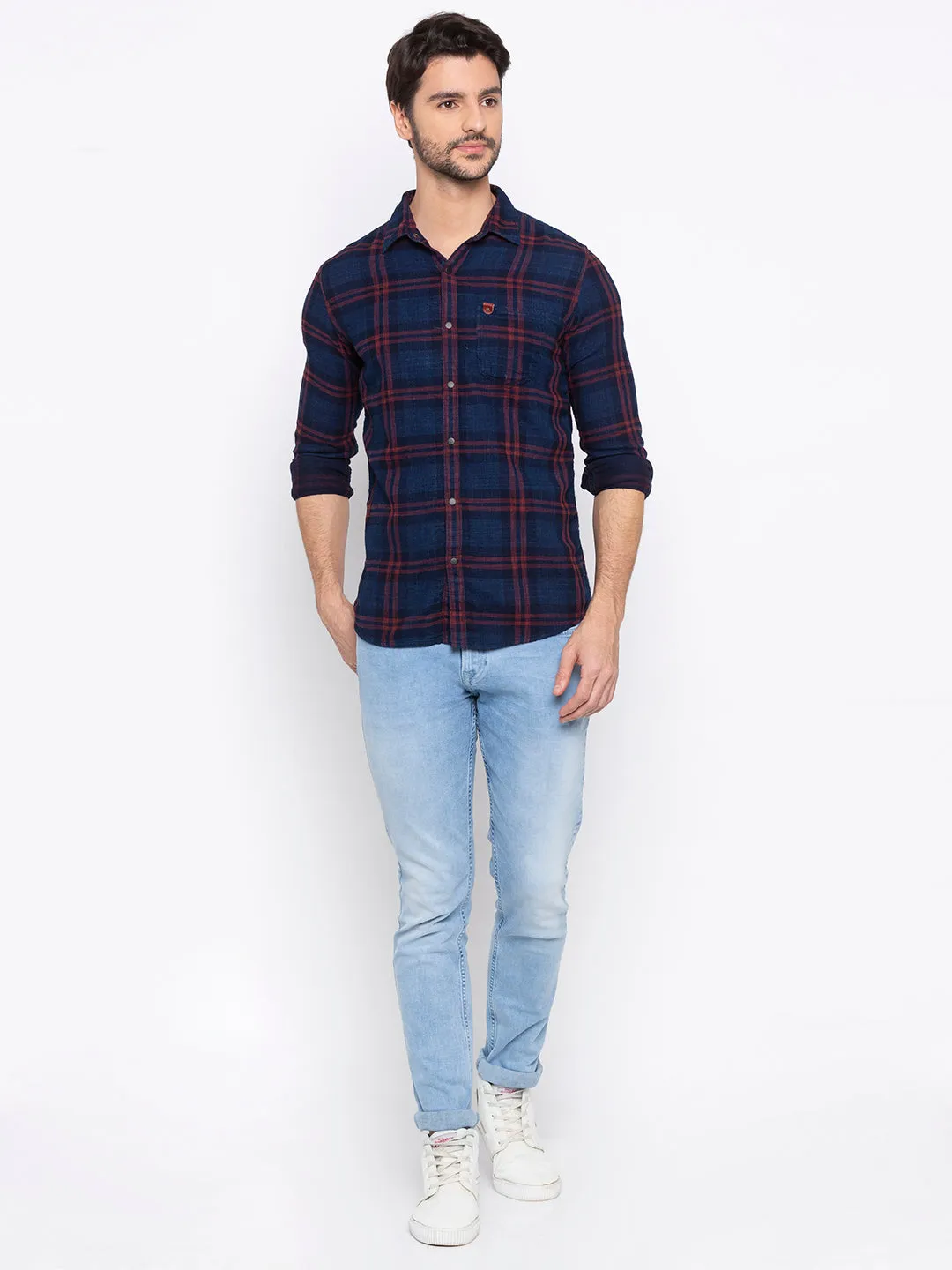 Spykar Men Red Cotton Casual Shirt