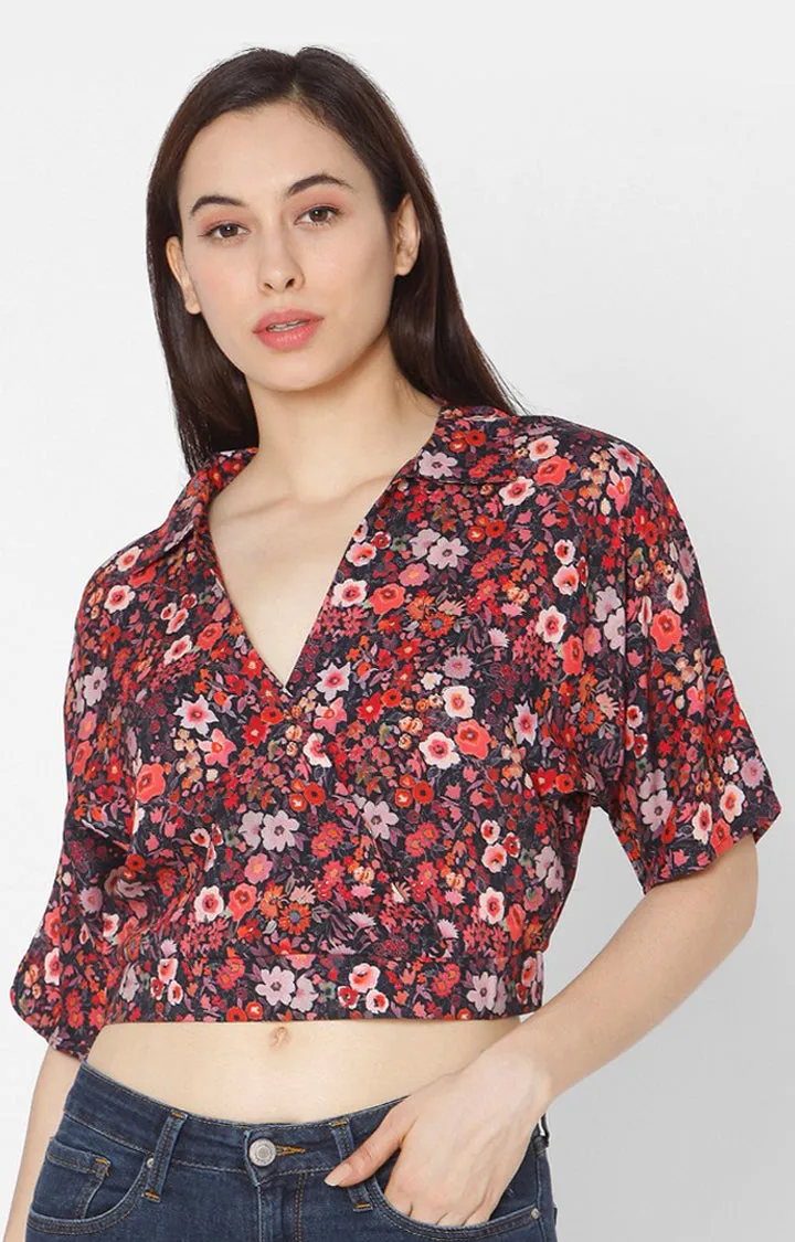 Spykar Slim Fit Floral Cotton Women Top