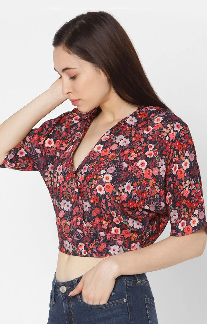 Spykar Slim Fit Floral Cotton Women Top