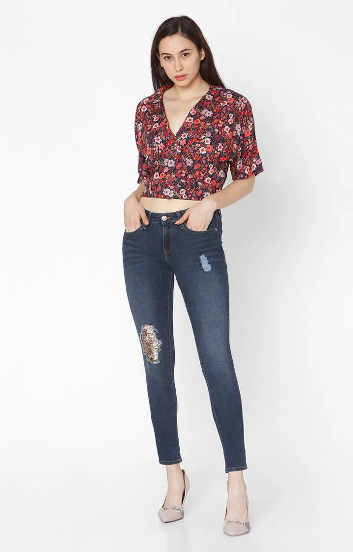 Spykar Slim Fit Floral Cotton Women Top
