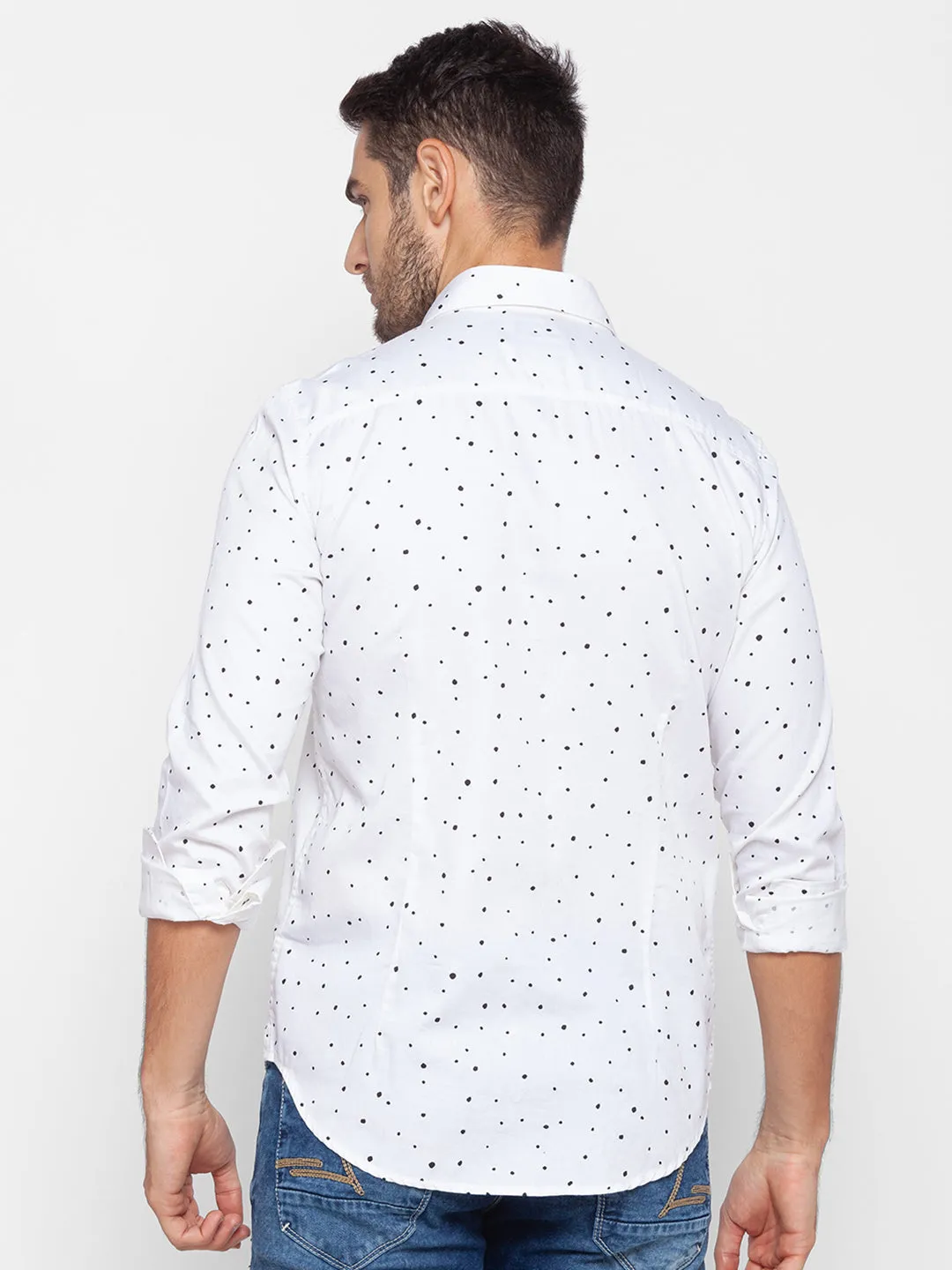 Spykar Slim Fit White Cotton Men Shirt