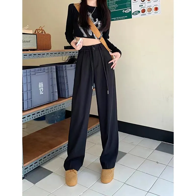 Straight Plus Loose Fit Slimming Wide-Leg Pants