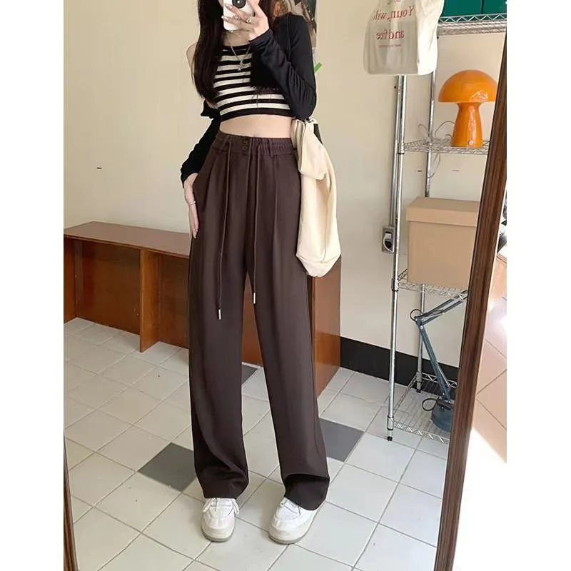 Straight Plus Loose Fit Slimming Wide-Leg Pants
