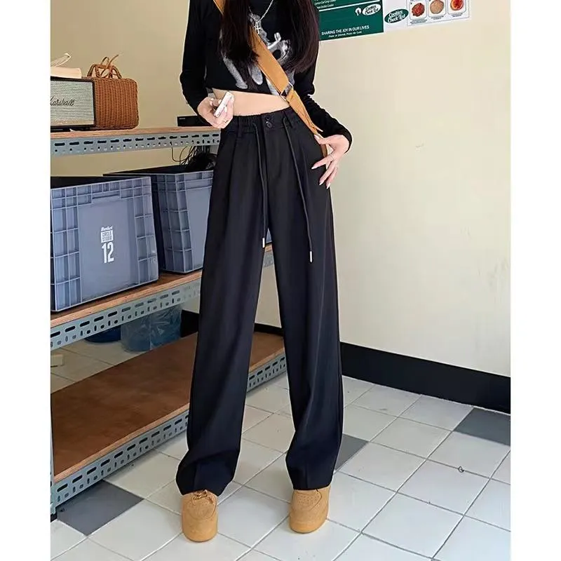 Straight Plus Loose Fit Slimming Wide-Leg Pants