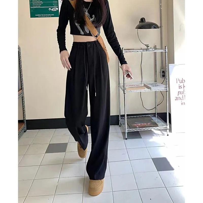 Straight Plus Loose Fit Slimming Wide-Leg Pants