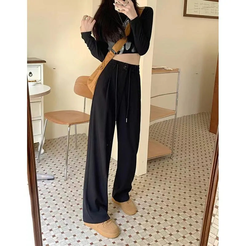 Straight Plus Loose Fit Slimming Wide-Leg Pants