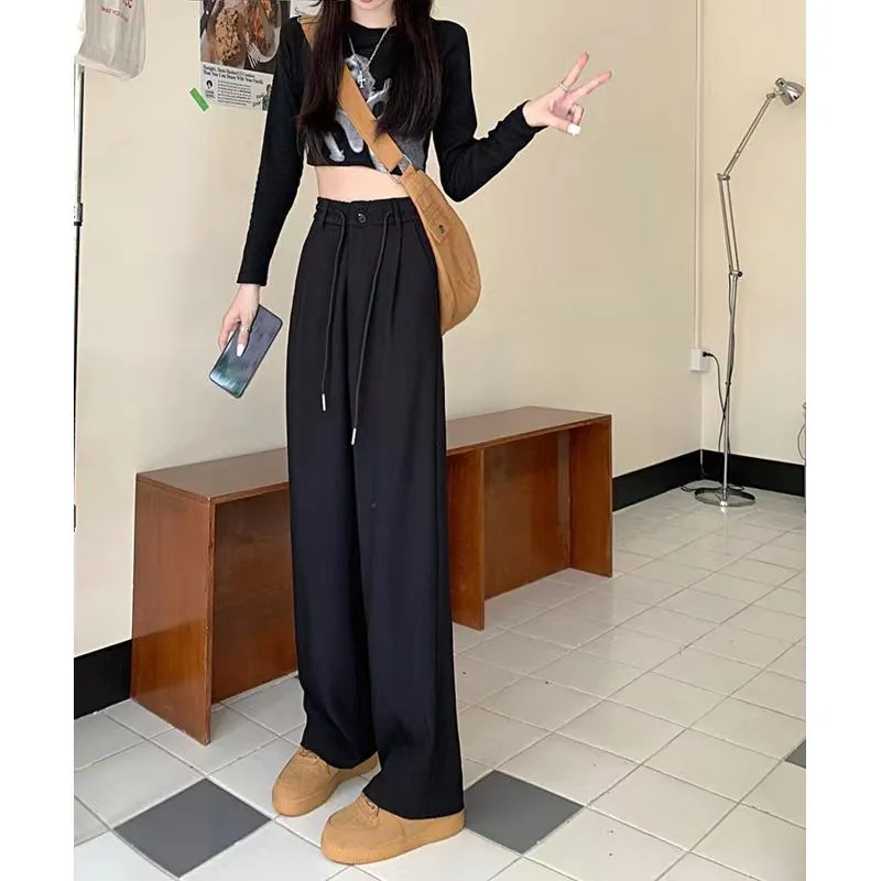 Straight Plus Loose Fit Slimming Wide-Leg Pants