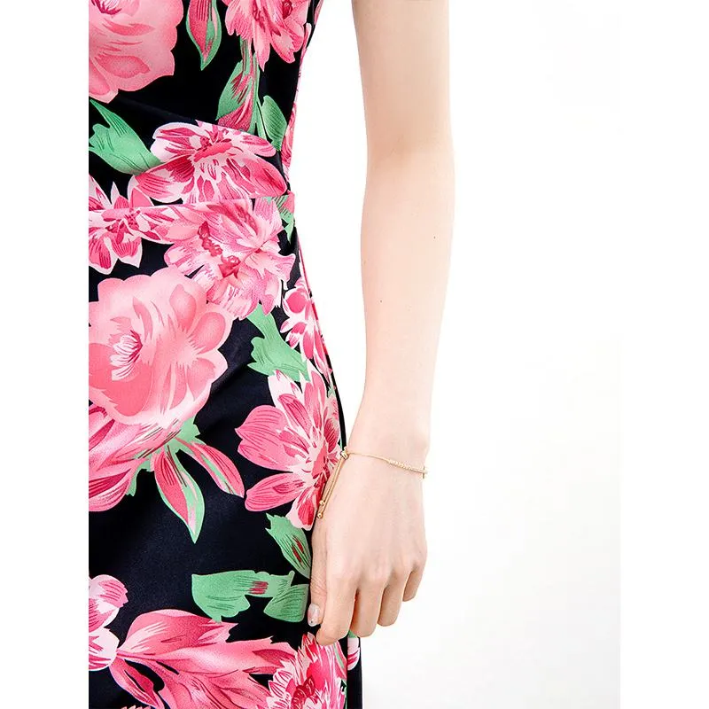 Strapless Chic Flower Print Cami Dress