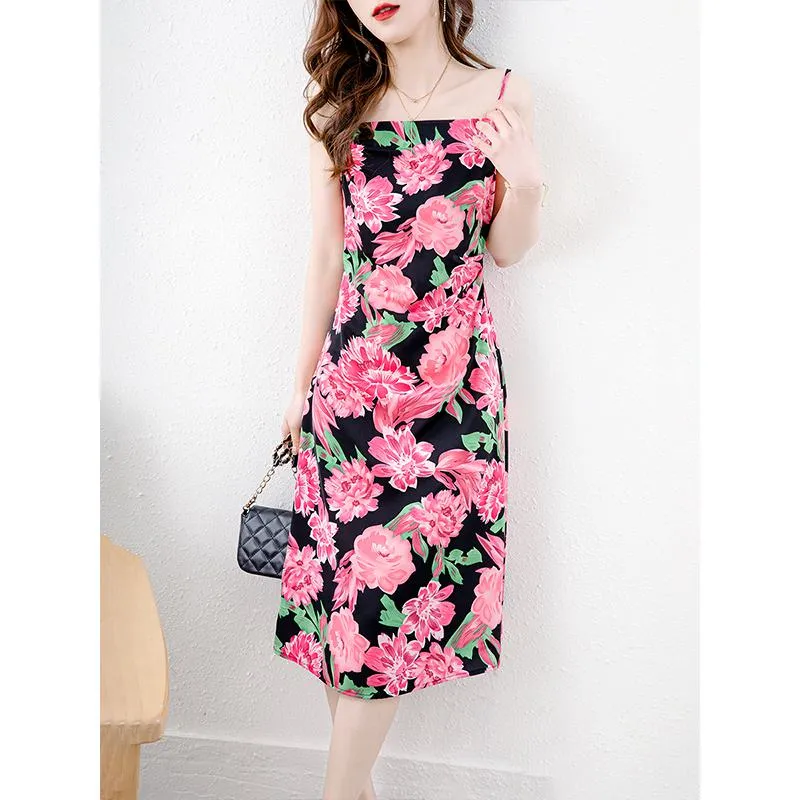 Strapless Chic Flower Print Cami Dress