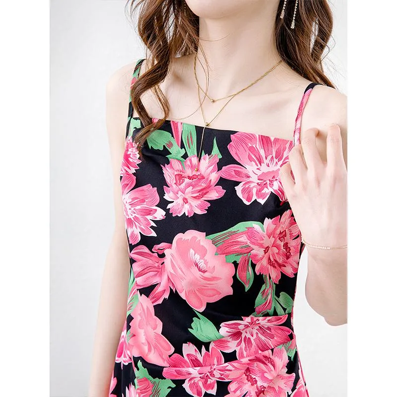 Strapless Chic Flower Print Cami Dress