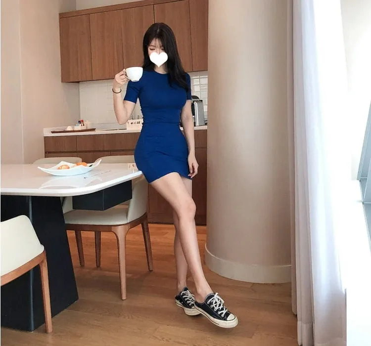 Summer Cotton Linen Casual Short Sleeve Vintage Solid Dress