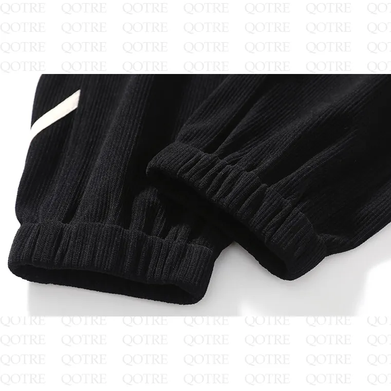 Tapered Elastic Waist Loose Fit Elasticity Color Block Pants