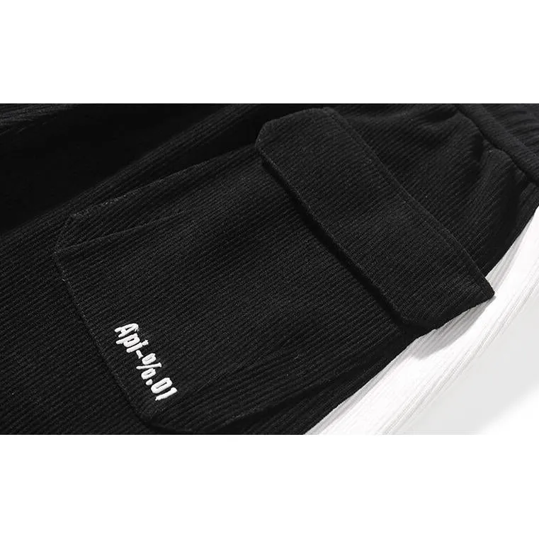 Tapered Elastic Waist Loose Fit Elasticity Color Block Pants