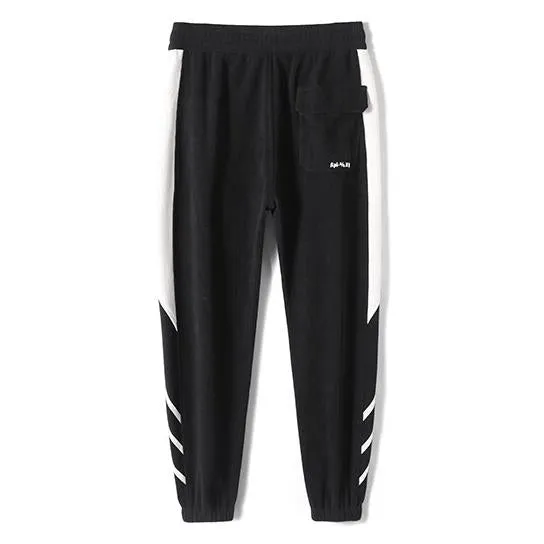Tapered Elastic Waist Loose Fit Elasticity Color Block Pants