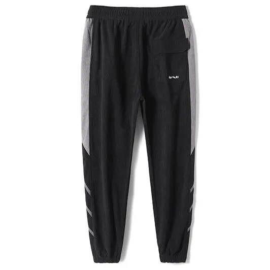 Tapered Elastic Waist Loose Fit Elasticity Color Block Pants