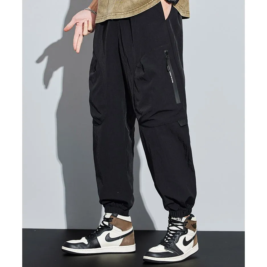 Tapered Zippered Pocket Solid Color Cargo Pants