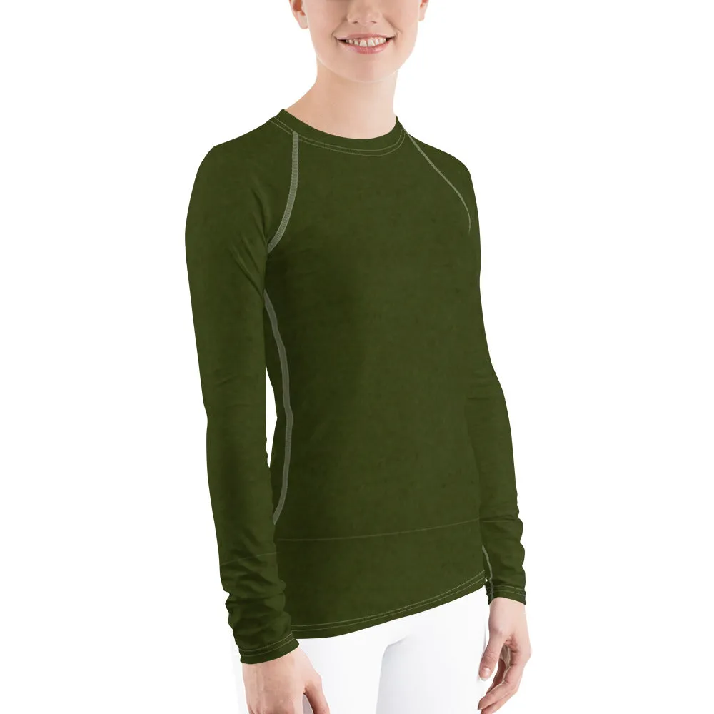 Tree Hugging Forest Green Long Sleeve Tops