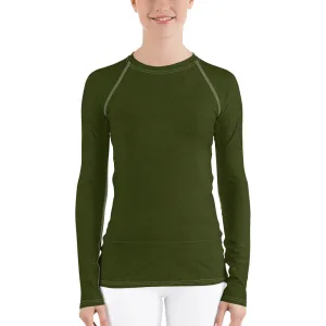 Tree Hugging Forest Green Long Sleeve Tops