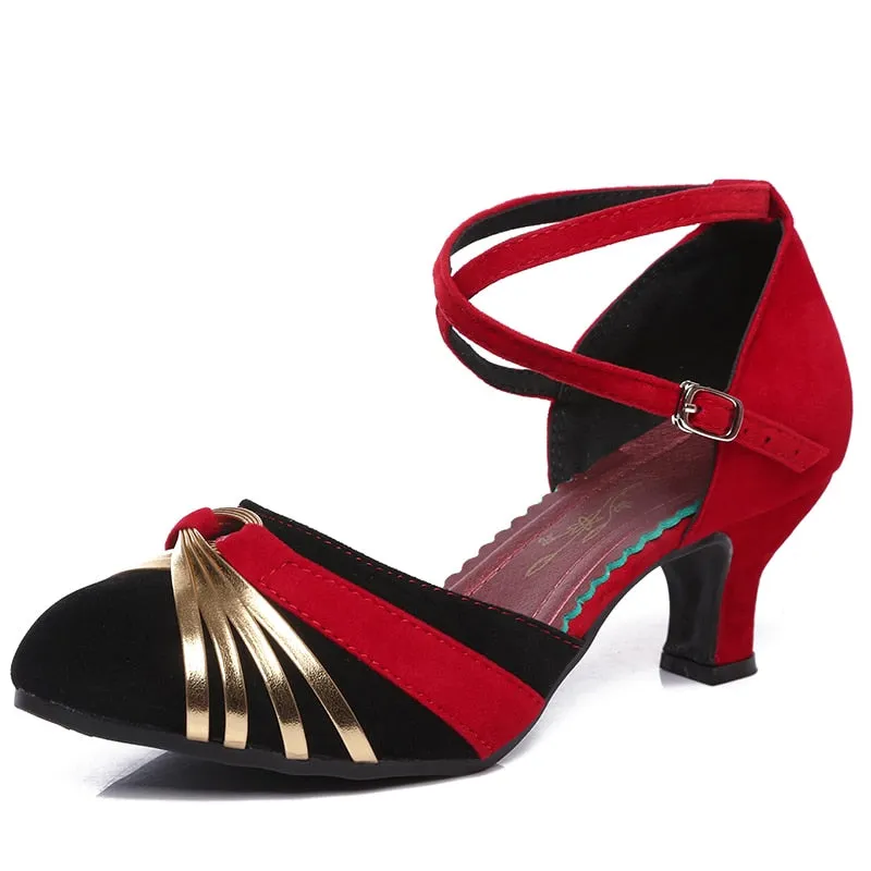 Women Heel 5.5cm Closed Toe Ballroom Latin Dance Shoes Rubber Sole High Heel - WSHP50056
