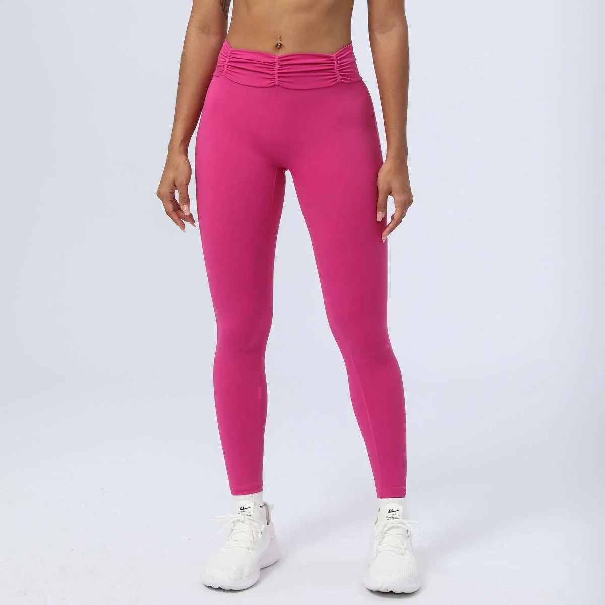 Women's Pleated Thigh Sports Yoga Pants