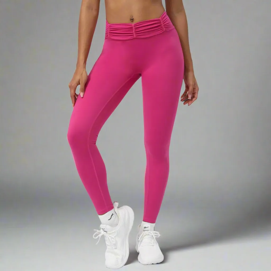 Women's Pleated Thigh Sports Yoga Pants