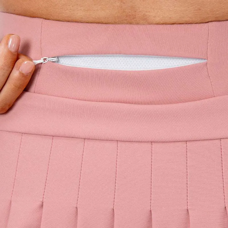 Women's Super Elastic Pleated Tennis Skirt With Shorts and Zipped Pocket