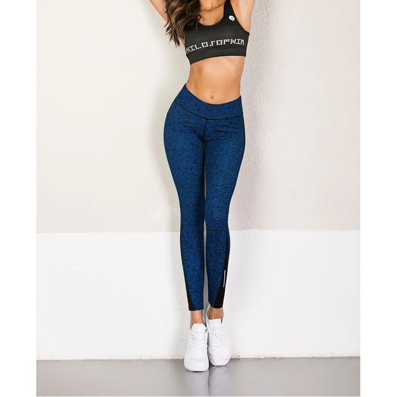 Yoga Quick-Drying Elasticity Ribbed Sports Fitness Cropped Patchwork Sports Leggings