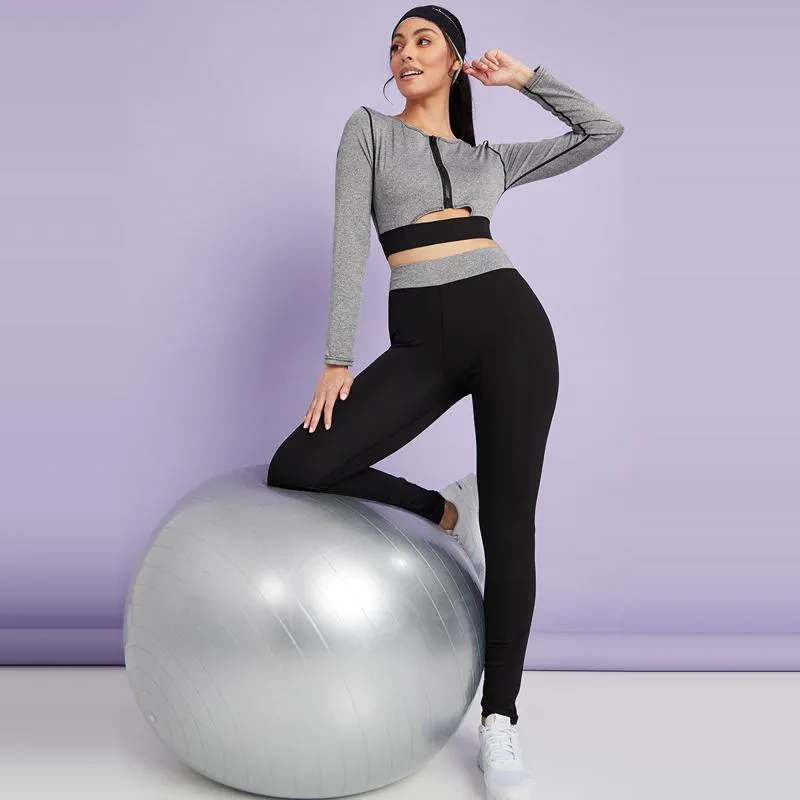 Yoga Quick-Drying Suit Fitness Zipper Running Hollowed-Out Sports Set