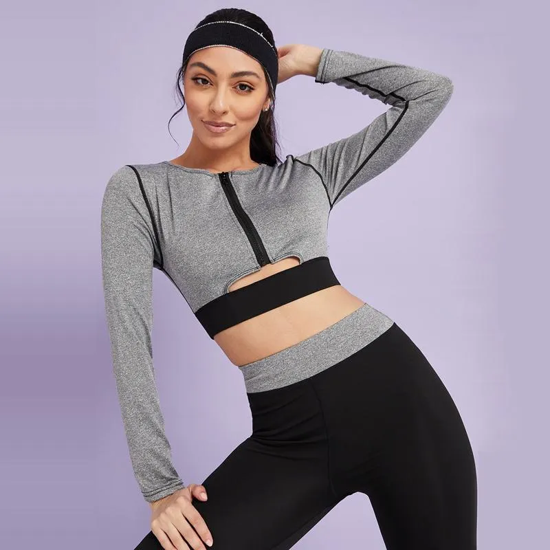 Yoga Quick-Drying Suit Fitness Zipper Running Hollowed-Out Sports Set