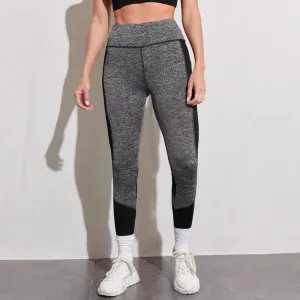 Yoga Training Tight-Fitting Pocket Running Patchwork Mesh Sports Leggings