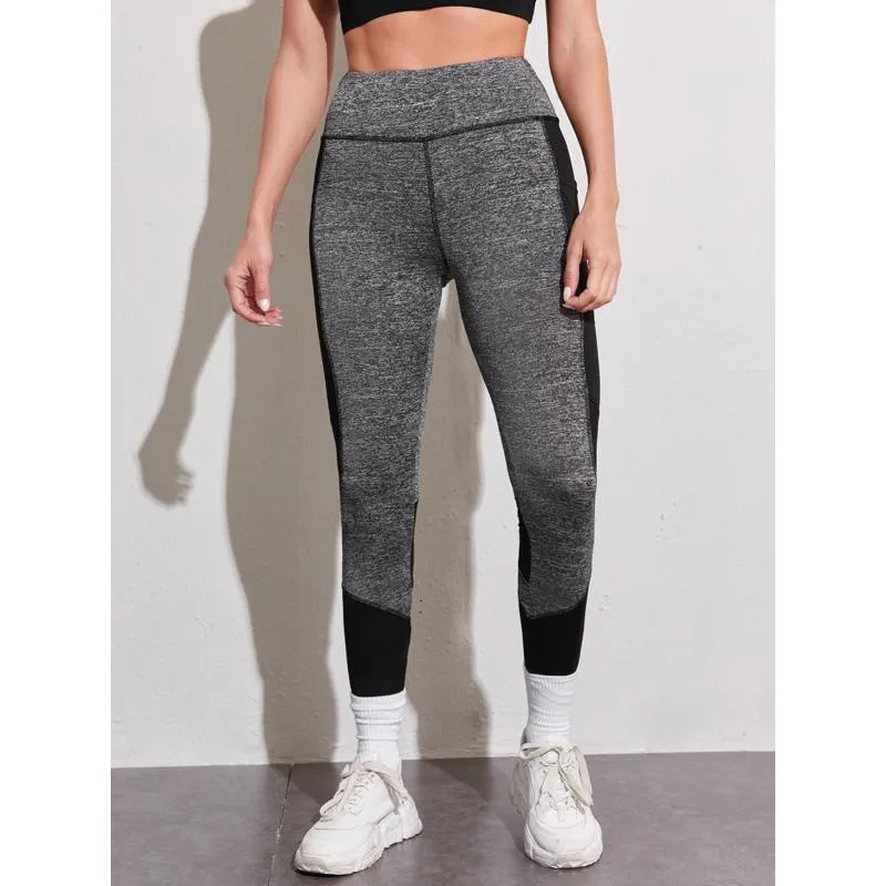 Yoga Training Tight-Fitting Pocket Running Patchwork Mesh Sports Leggings