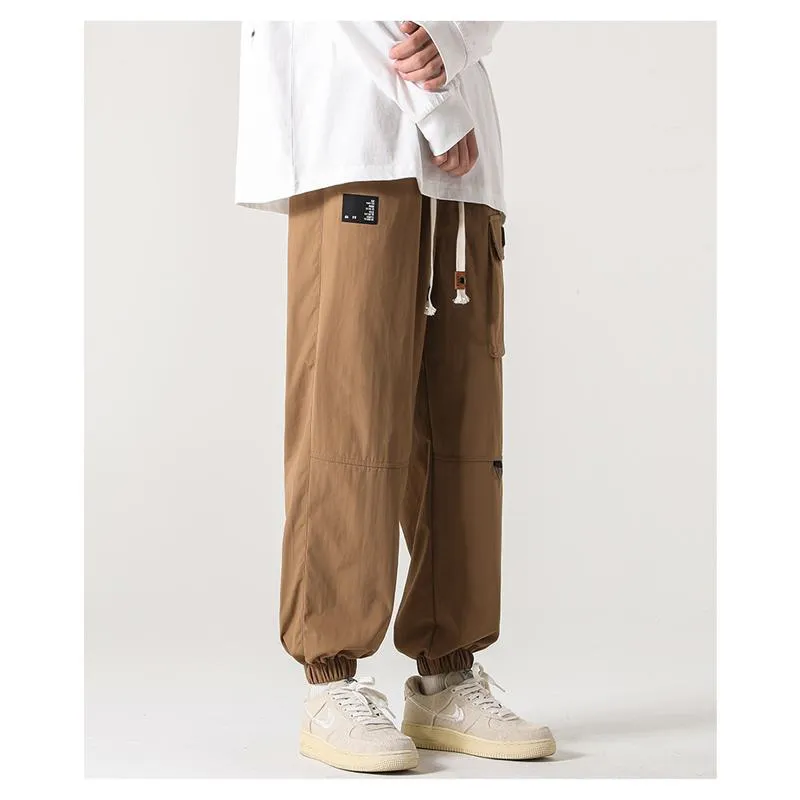 Zipper Pocket Elasticity Tapered Pants