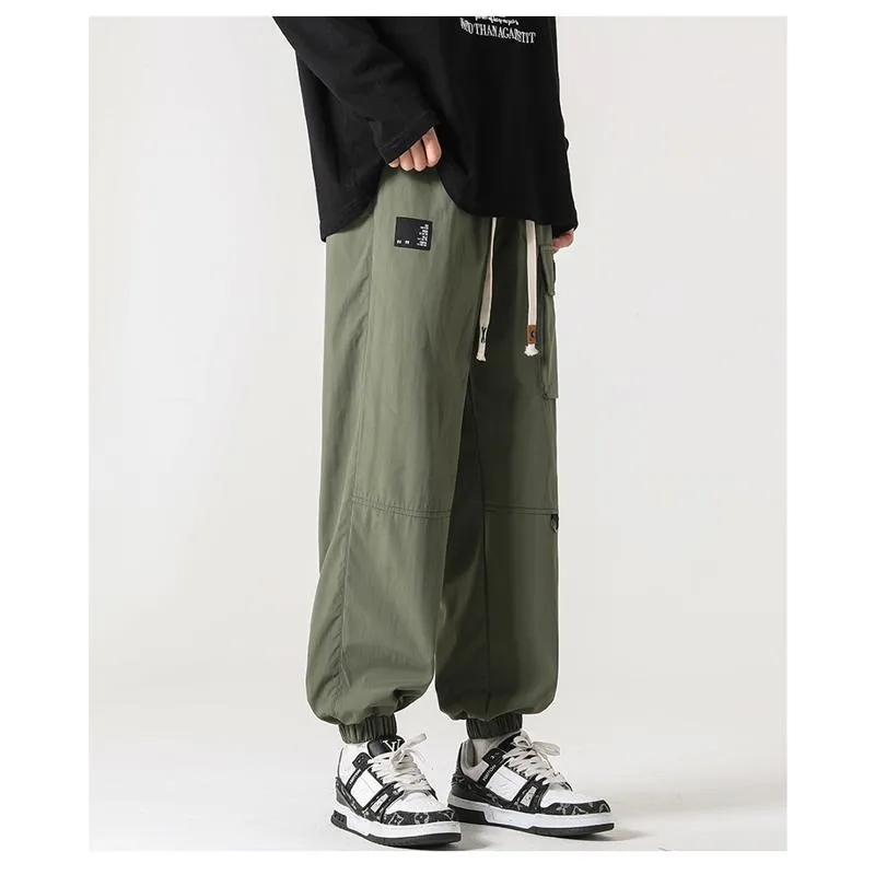 Zipper Pocket Elasticity Tapered Pants
