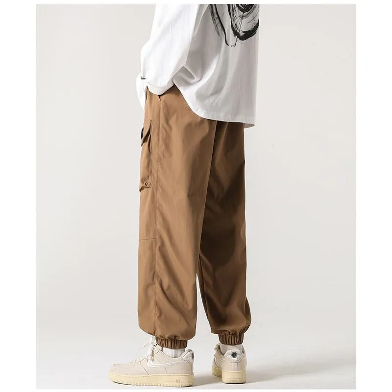 Zipper Pocket Elasticity Tapered Pants