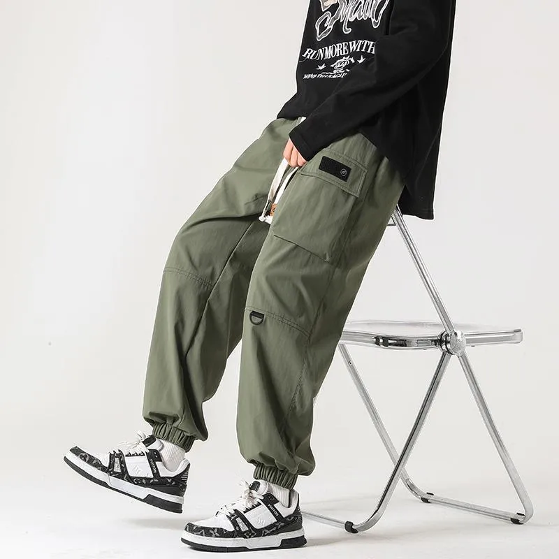 Zipper Pocket Elasticity Tapered Pants