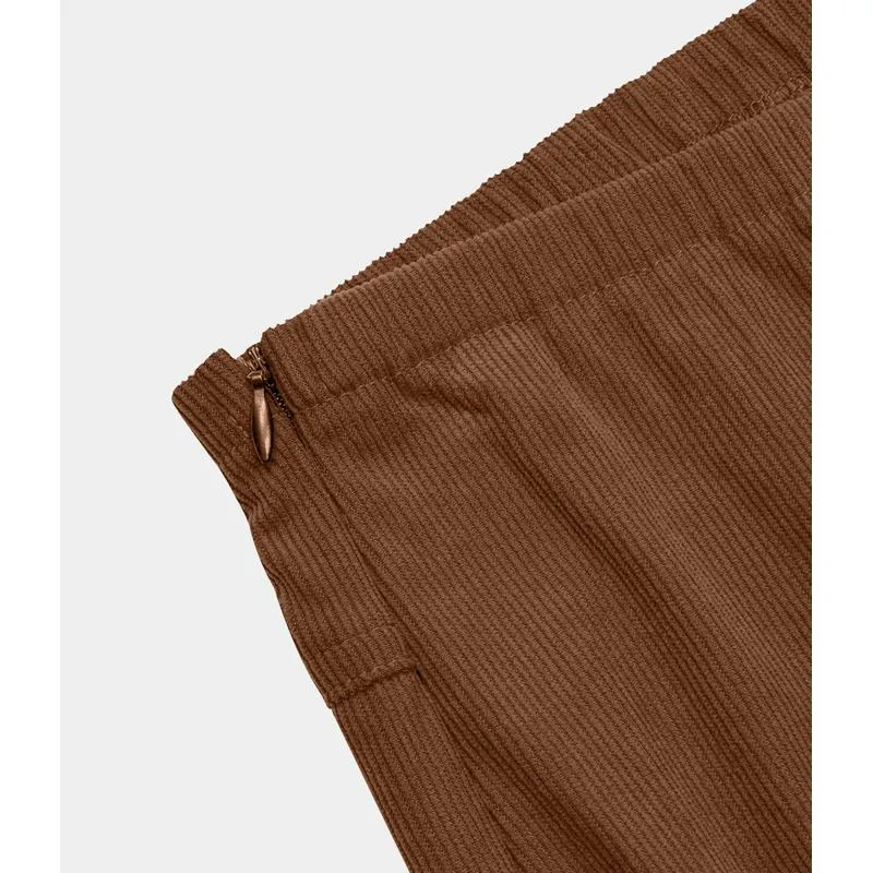 Zipper Solid Color Long Style Pocket Corduroy Pants