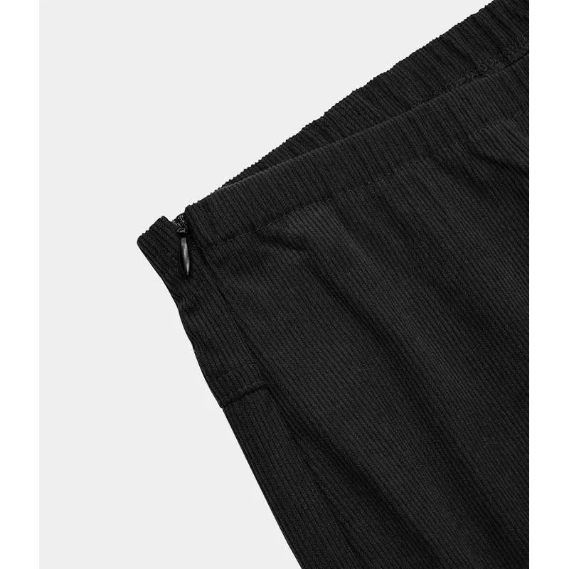 Zipper Solid Color Long Style Pocket Corduroy Pants