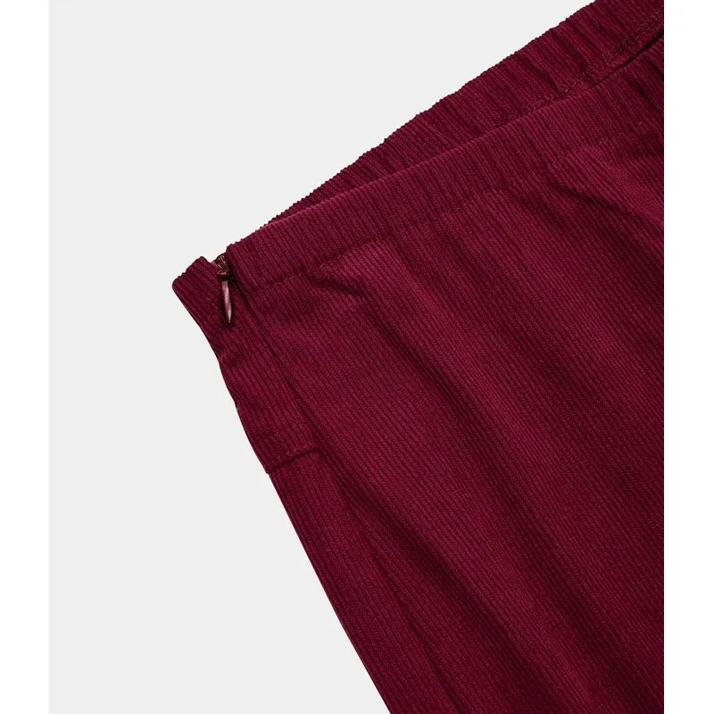 Zipper Solid Color Long Style Pocket Corduroy Pants
