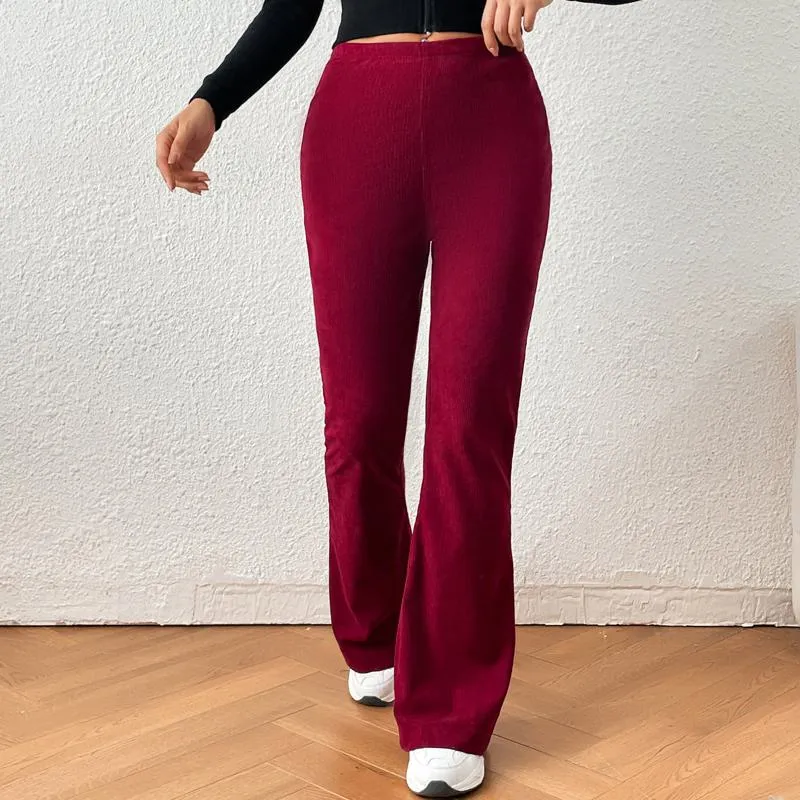 Zipper Solid Color Long Style Pocket Corduroy Pants
